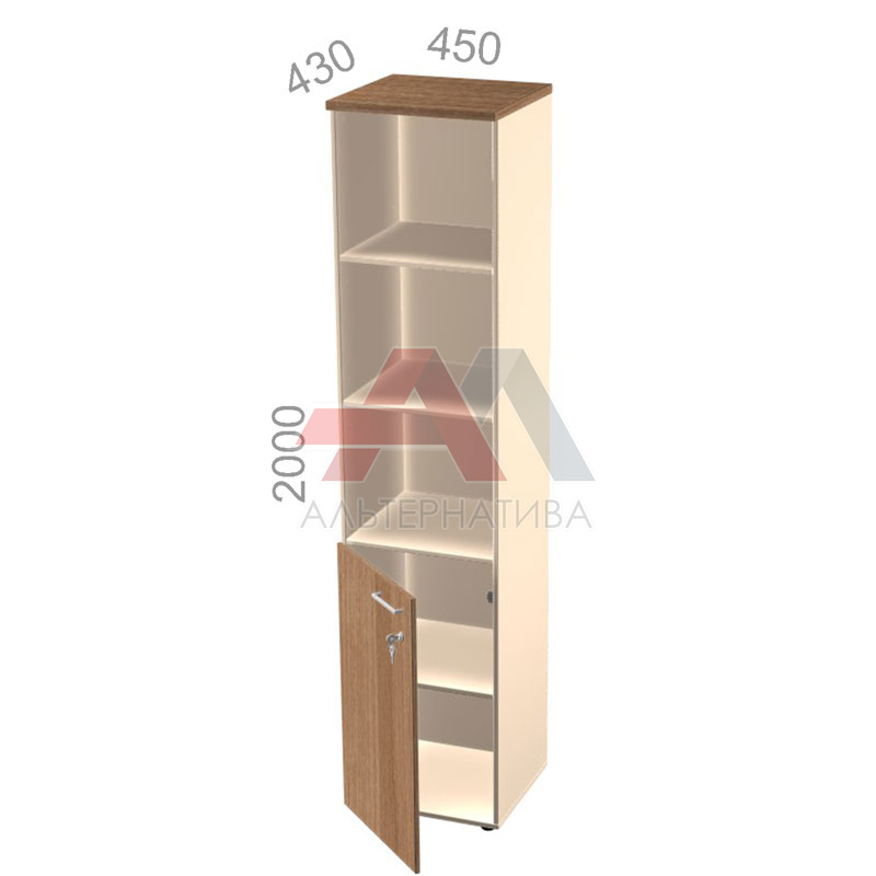 Шкаф 5 уровней, узкий, полуоткрытый, дверь ЛДСП - Октава ОКТД 5-16 L - левый, ШхГхВ: 450х430х2000 мм