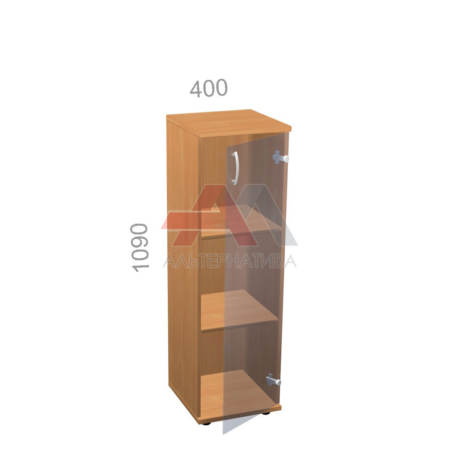 Шкаф 3 уровня, узкий, закрытый, дверь стекло - Эрго ЭР КШ44Т-04 R - правый, ШхГхВ: 400х450_600х1090 мм