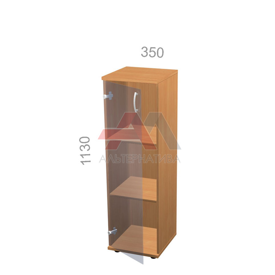 Шкаф 3 уровня, узкий, закрытый, дверь стекло - Лайт ЛТ ШКС-05 L - левый, ШхГхВ: 350х350_550х1130 мм