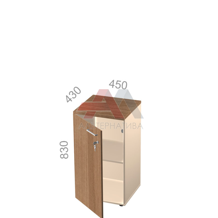 Шкаф 2 уровня, узкий, закрытый, дверь ЛДСП - Октава ОКТД 2-14 L - левый, с замком, ШхГхВ: 450х430х830 мм
