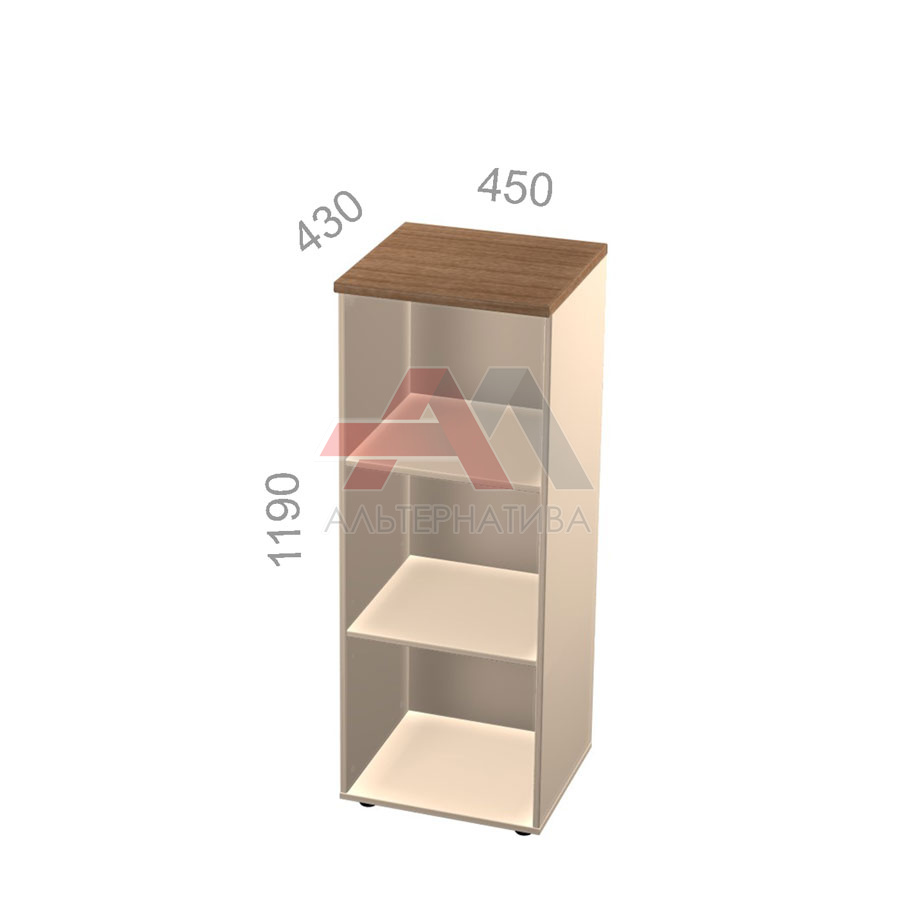 Шкаф 3 уровня, узкий, открытый, стеллаж - Аккорд Персонал АКТ 3-10, ШхГхВ: 450х430х1190 мм