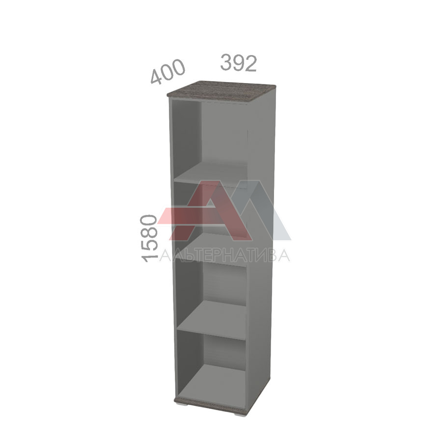 Шкаф 4 уровня, узкий, открытый, стеллаж - Яппи ЯШ-03 C - центральный элемент, ШхГхВ: 392х400х1580 мм