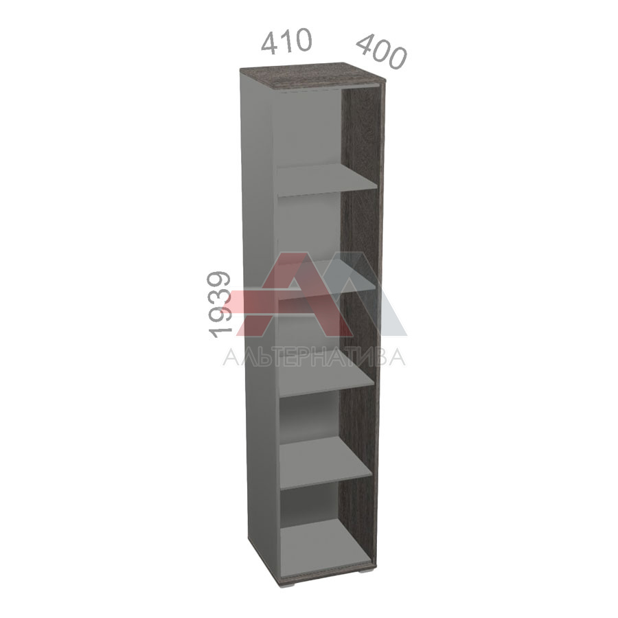 Шкаф 5 уровней, узкий, открытый, стеллаж - Яппи ЯШ-05 R - правый элемент, ШхГхВ: 410х400х1939 мм