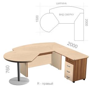 Стол руководителя угловой, с брифингом и тумбой Берлин Директор BRA.KRTB-40 R - правый, ШхГхВ: 2150_2250х2000х760 мм