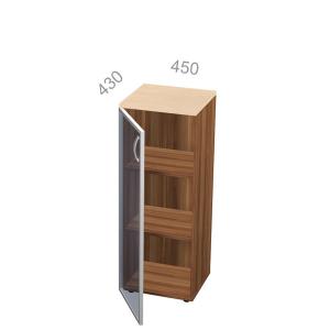 Шкаф 3 уровня, узкий, закрытый, дверь стекло в алюминиевой раме - Берлин Директор BRA.ZR3-D-045 L - левый, ШхГхВ: 450х430х1290 мм