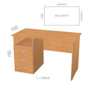 Стол прямой, однотумбовый Лайт ЛТ СОТ 7 L - левый, ШхГхВ: 1200_1600х700х750 мм