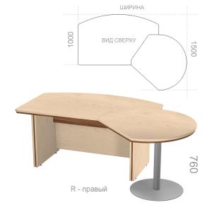 Стол руководителя угловой, с брифингом Берлин Директор BRA.KRB R - правый, ШхГхВ: 2150_2250х1500х760 мм