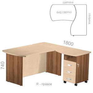 Рабочее место с тумбой, с низкой панелью Берлин Персонал BRA.RNU-180 R - правое, ШхГхВ: 1400_2200х1800х740 мм