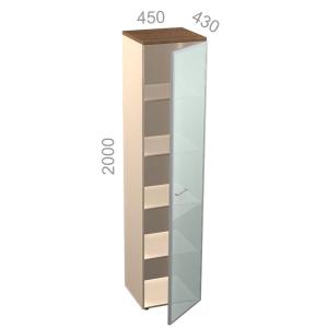 Шкаф 5 уровней, узкий, закрытый, стекло в алюминиевой раме - Аккорд Персонал АКТ 5-12 R - правый, ШхГхВ: 450х430х2000 мм