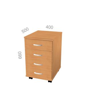 Тумба выкатная Эрго ЭР Т1-04, на колесах, ШхГхВ: 400х500х660 мм