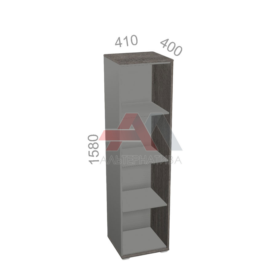 Шкаф 4 уровня, узкий, открытый, стеллаж - Яппи ЯШ-03 R - правый элемент, ШхГхВ: 410х400х1580 мм