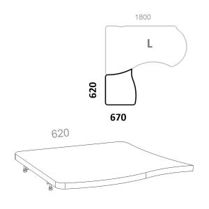 Топ (крышка) к приставным тумбам Берлин Персонал BRA.AT-077 L для левых ассиметричных столов 180см, ШхГхВ: 620х670х28 мм