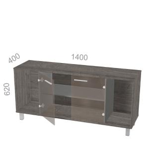 Тумба греденция Яппи ЯТС-140 со стеклянными дверцами, ШхГхВ: 1400х400х620 мм