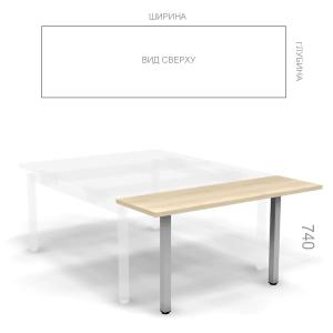 Приставка к столам Европа Лайт ЕВ ПРМ на металлических опорах, ШхГхВ: 1230_1630х450_600х740 мм