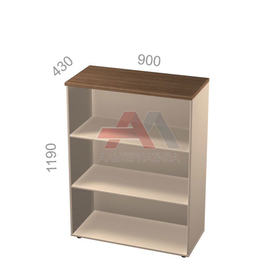 Шкаф 3 уровня, широкий, открытый, стеллаж - Аккорд Директор АКТД 3-11, ШхГхВ: 900х430х1190 мм