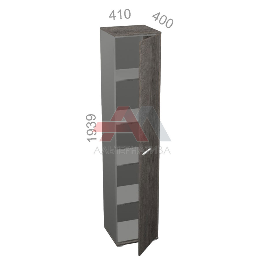 Шкаф 5 уровней, узкий, закрытый, дверь ЛДСП - Яппи ЯШД-05 R - правый элемент, ШхГхВ: 400х400х1939 мм