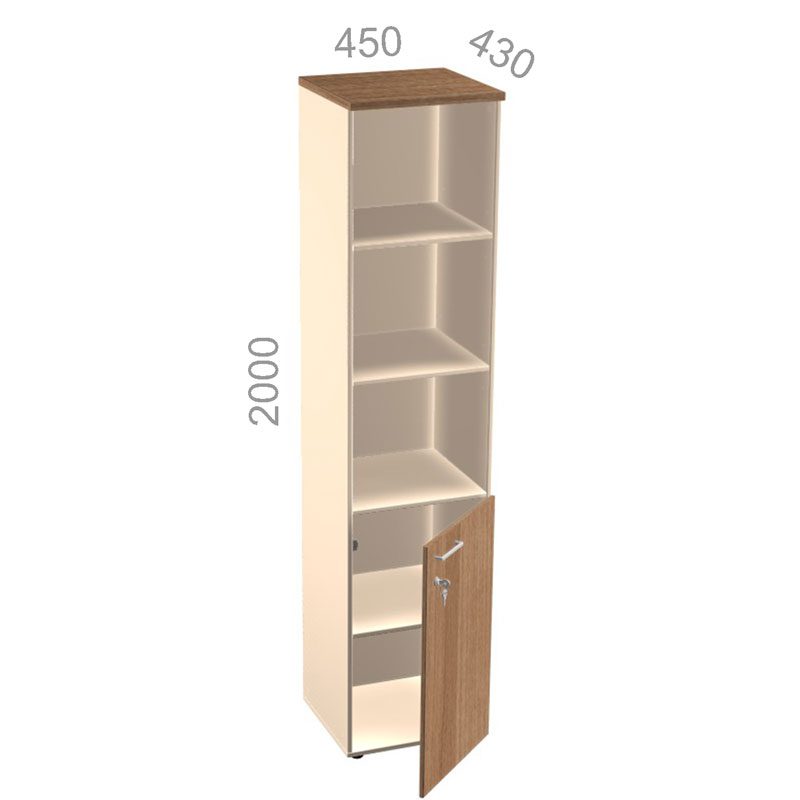 Шкаф 5 уровней, узкий, полуоткрытый, дверь ЛДСП - Аккорд Директор АКТД 5-16 R - правый, ШхГхВ: 450х430х2000 мм