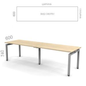 Рабочая станция на 2 места на металлическом каркасе Европа Лайт ЕВ РСМ-2 60, ШхГхВ: 2360_3560х600х740 мм