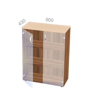 Шкаф 3 уровня, широкий, закрытый, двери стекло - Берлин Директор BRA.ZS3-D-090, ШхГхВ: 900х430х1290 мм