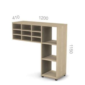 Стеллаж 3 уровня, г-образный, 12 ячеек Европа Лайт ЕВ СTЖ 3-Г12, ШхГхВ: 1200х410х1150мм