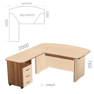 Стол руководителя угловой, с тумбой, со вставкой Берлин Директор BRA.KRTV-40 L - левый, ШхГхВ: 1600_2000х2000х760 мм