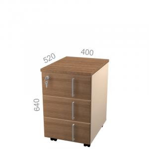 Тумба выкатная Аккорд Персонал АТВ-03з с замком, на колесах, ШхГхВ: 400х520х640 мм