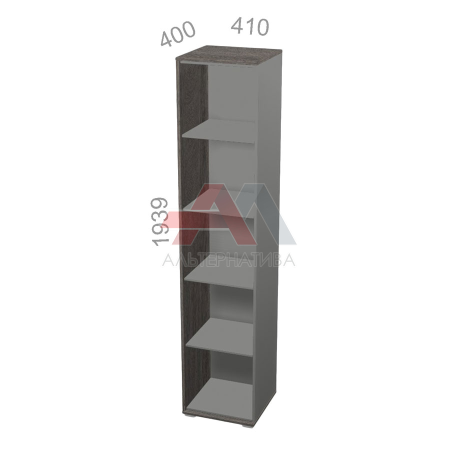 Шкаф 5 уровней, узкий, открытый, стеллаж - Яппи ЯШ-05 L - левый элемент, ШхГхВ: 410х400х1939 мм
