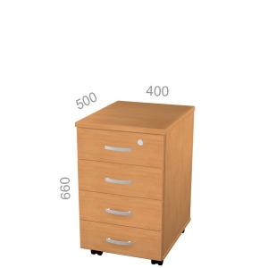 Тумба выкатная Танго ТВ9-04з с замком, на колесах, ШхГхВ: 400х500х660 мм