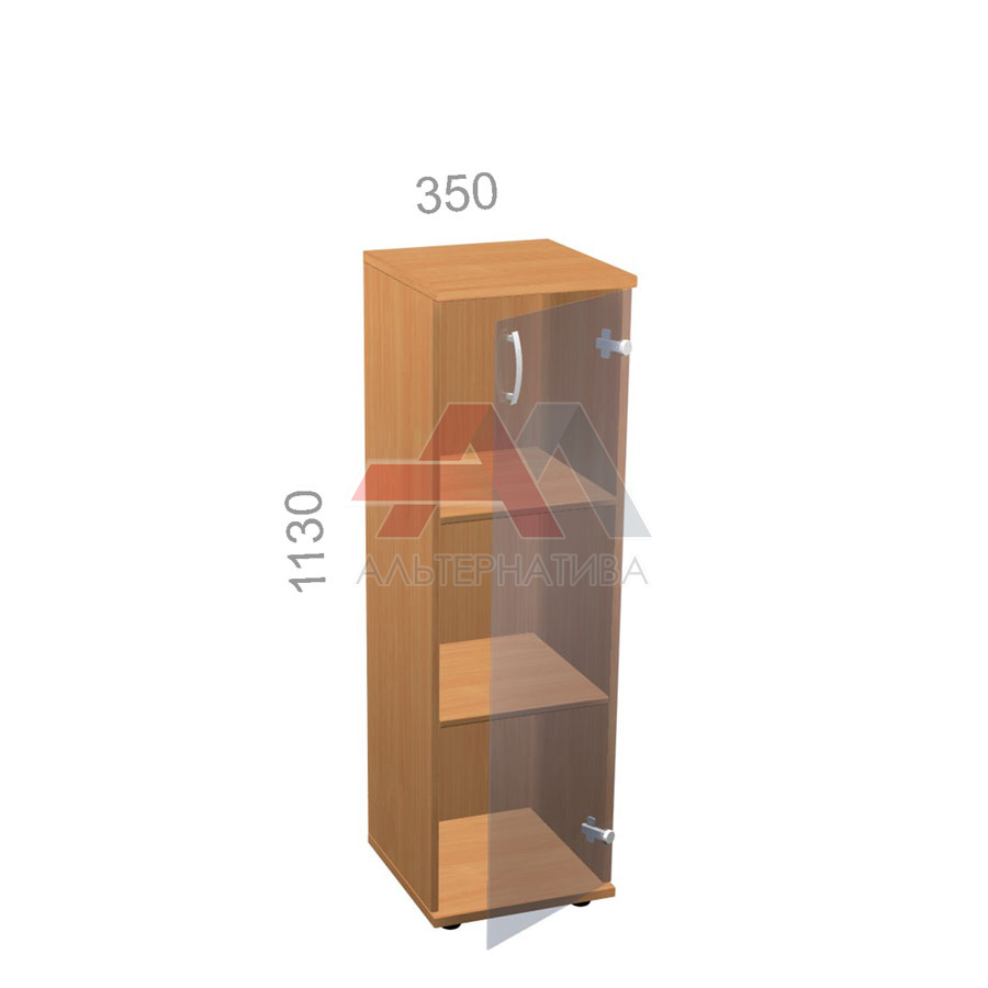 Шкаф 3 уровня, узкий, закрытый, дверь стекло - Лайт ЛТ ШКС-05 R - правый, ШхГхВ: 350х350_550х1130 мм