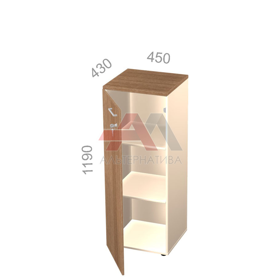 Шкаф 3 уровня, узкий, закрытый, дверь ЛДСП - Аккорд Директор АКТД 3-14 L - левый, с замком, ШхГхВ: 450х430х1190 мм