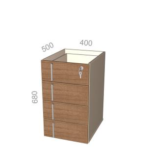 Тумба приставная Аккорд Персонал АТП-04цз с центральным замком, без крышки, ШхГхВ: 400х500х680 мм