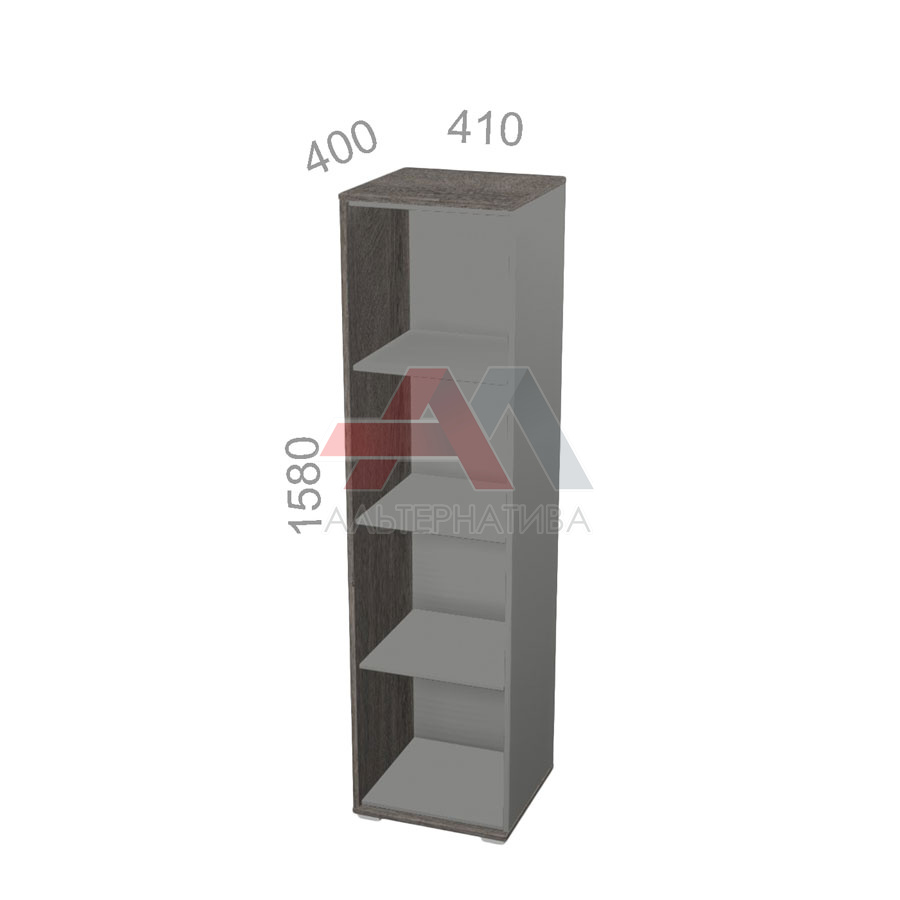 Шкаф 4 уровня, узкий, открытый, стеллаж - Яппи ЯШ-03 L - левый элемент, ШхГхВ: 410х400х1580 мм