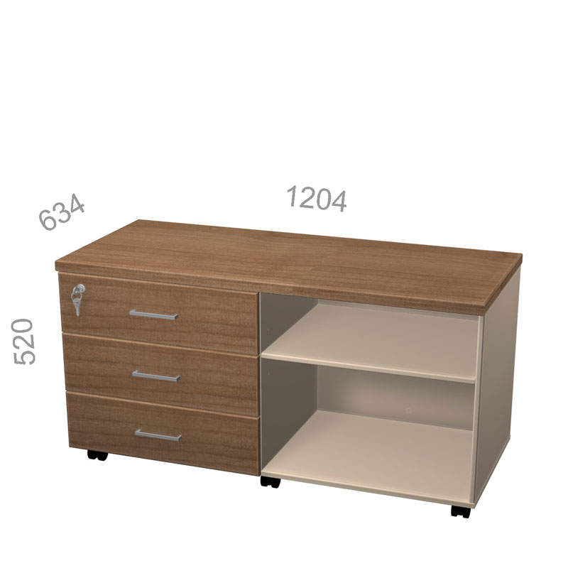 Тумба греденция Октава ОТС 4-120 L - левая, на колесах, с замком, ШхГхВ: 1204х634х520 мм