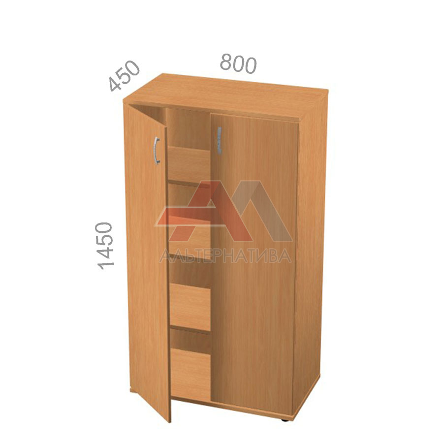 Шкаф 4 уровня, широкий, закрытый, двери ЛДСП - Танго ТШ32з, ШхГхВ: 800х450х1450 мм