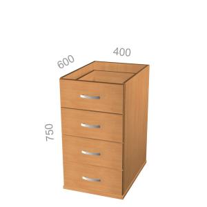 Тумба приставная Стандарт СТ Т2, без крышки, ШхГхВ: 400х600х750 мм