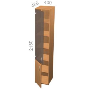Шкаф 6 уровней, узкий, комбинированный, низ ЛДСП, верх стекло - Танго ТШ14-04з L - левый, ШхГхВ: 400х450х2150 мм