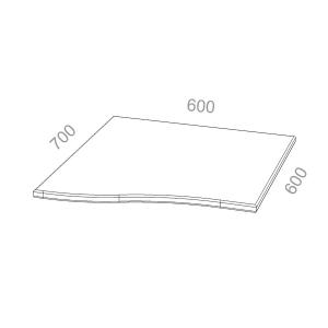 Топ (крышка) к приставным тумбам Эрго ЭР КДТО2 L - левый, ШхГхВ: 600х700х22 мм