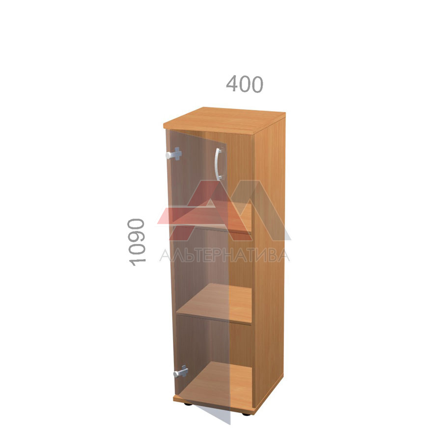 Шкаф 3 уровня, узкий, закрытый, дверь стекло - Эрго ЭР КШ44Т-04 L - левый, ШхГхВ: 400х450_600х1090 мм