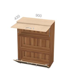 Шкаф 3 уровня, широкий, полуоткрытый, комбинированный, подъемные двери ЛДСП - Берлин Директор BRA.ZN3-D-090-LIFT, с замком, ШхГхВ: 900х430х1290 мм