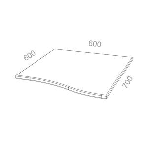 Топ (крышка) к приставным тумбам Эрго ЭР КДТО2 R - правый, ШхГхВ: 600х700х22 мм