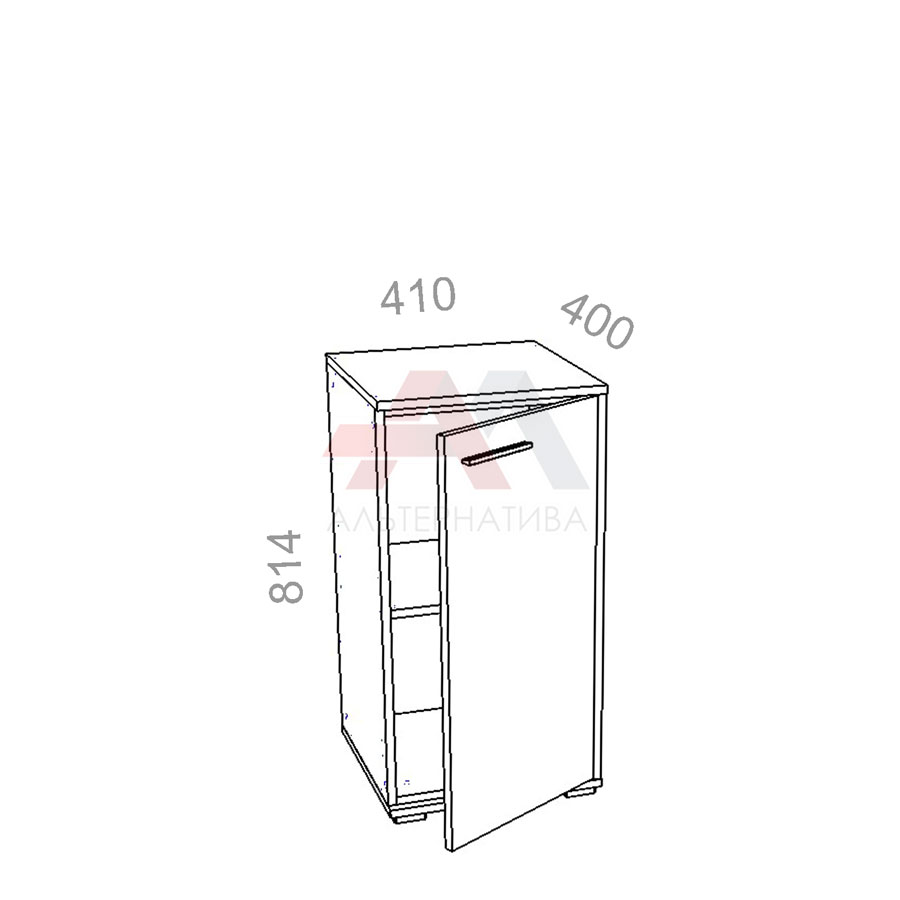 Шкаф 2 уровня, узкий, закрытый, дверь ЛДСП - Яппи ЯШД-01 R - правый элемент, ШхГхВ: 410х400х814 мм