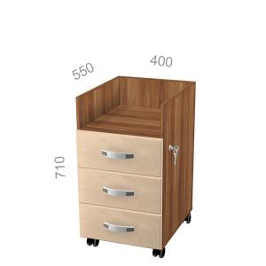 Тумба приставная Берлин Персонал BRA.TP-055, без крышки, с замком, на колесах, ШхГхВ: 400х550х710 мм