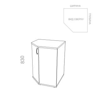 Шкаф 2 уровня, угловой, закрытый, дверь ЛДСП - Стандарт СТ ШЗ-15 L - левый, ШхГхВ: 630_800х630_800х830 мм