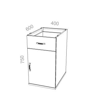 Тумба приставная Стандарт СТ Т5, без крышки, ШхГхВ: 400х600х750 мм
