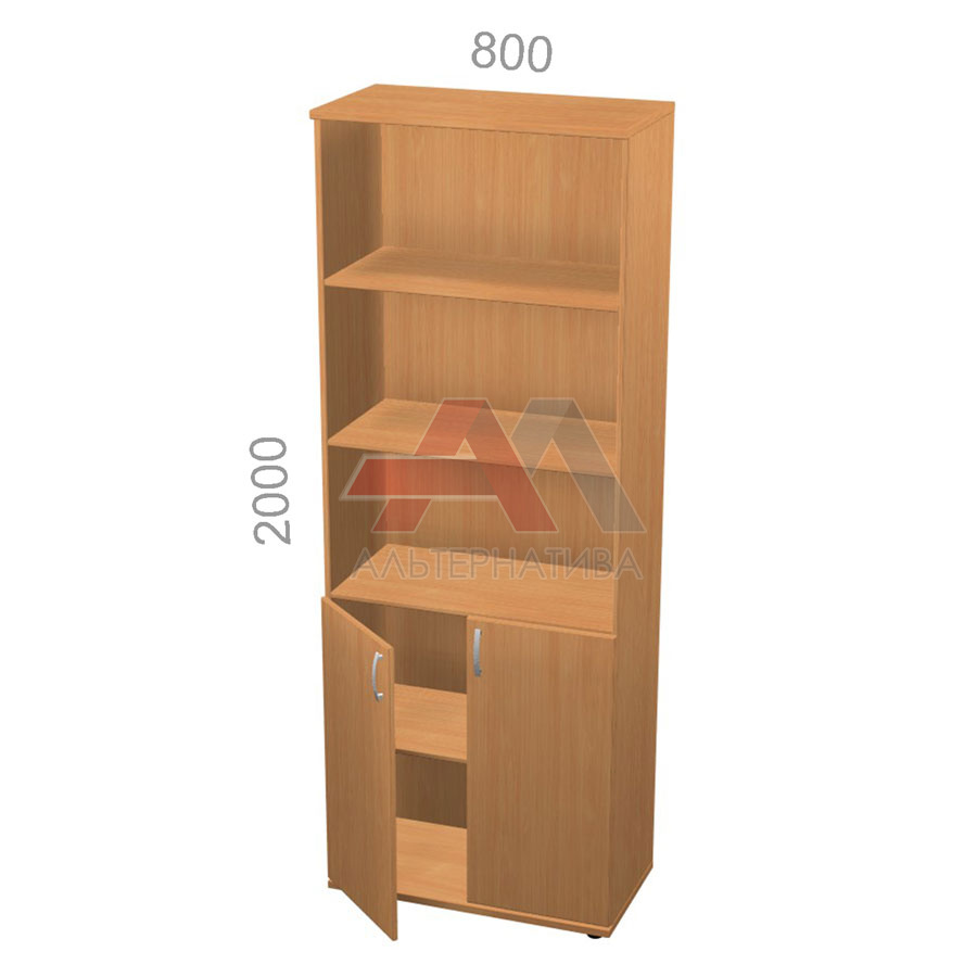 Шкаф 5 уровней, широкий, полуоткрытый, двери ЛДСП - Эрго ЭР КШ64, ШхГхВ: 800х450_600х2000 мм