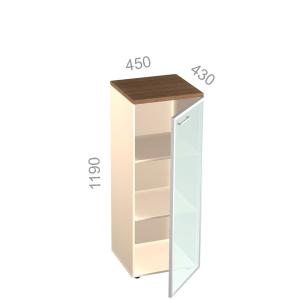 Шкаф 3 уровня, узкий, закрытый, стекло в алюминиевой раме - Октава ОКТД 3-12 R - правый, ШхГхВ: 450х430х1190 мм