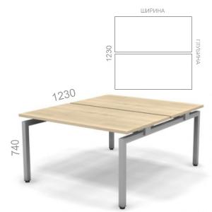 Рабочая станция на 2 места на металлическом каркасе Европа Лайт ЕВ РС М-2 123, ШхГхВ: 1180_1780х1230х740 мм