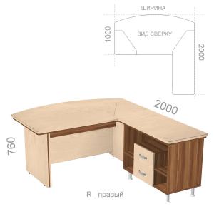 Стол руководителя угловой, с тумбой, со вставкой Берлин Директор BRA.KRTV-90 R - правый, ШхГхВ: 1600_2000х2000х760 мм