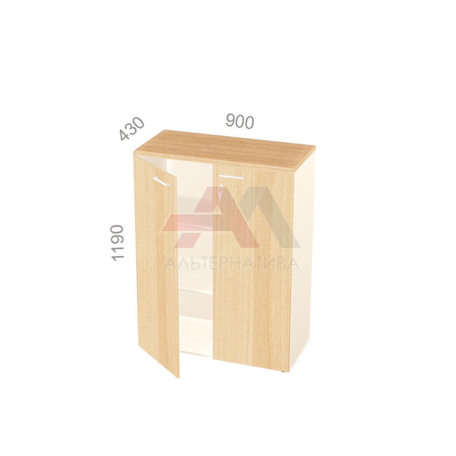 Шкаф 3 уровня, закрытый Аккорд Директор 49Н022.401 , двери ЛДСП, с замком, ШхГхВ: 900х430х1190 мм