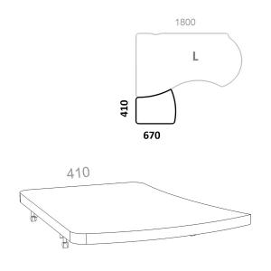 Топ (крышка) к приставным тумбам Берлин Персонал BRA.AT-057 L для левых ассиметричных столов 180см, ШхГхВ: 410х670х28 мм